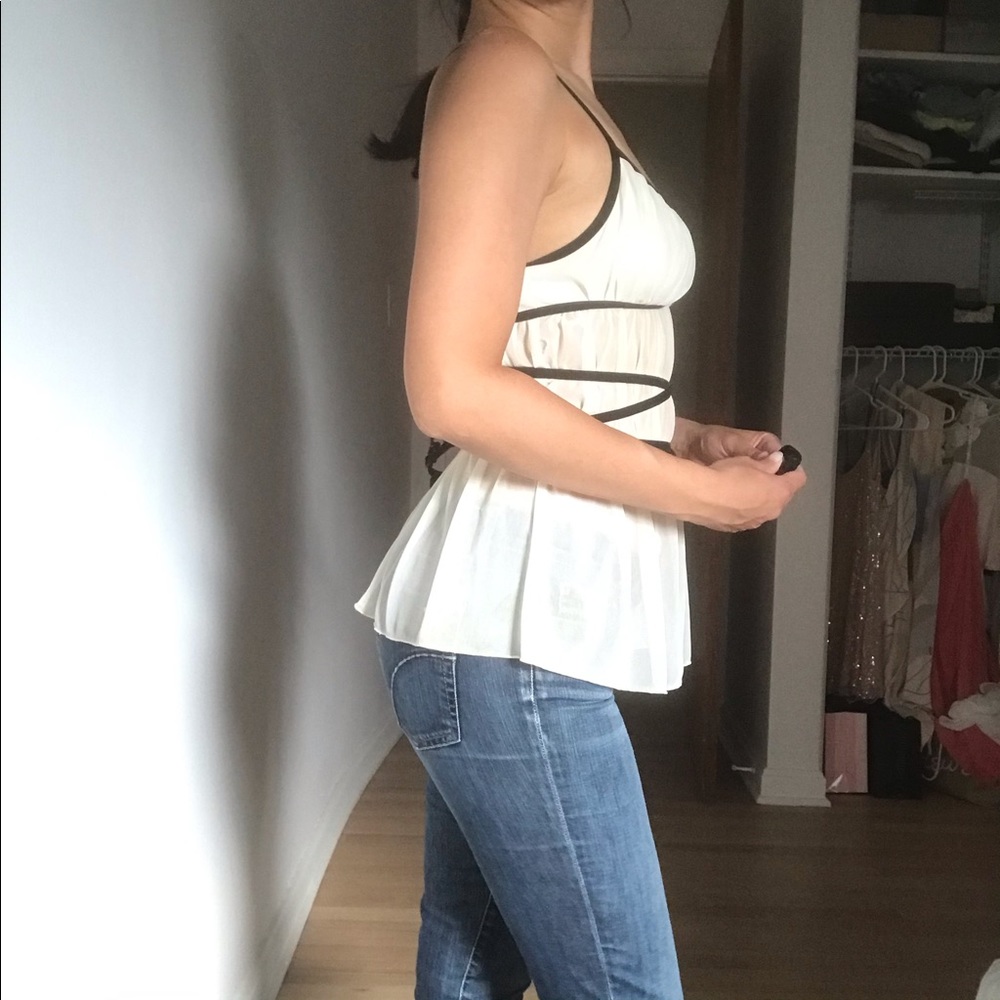 Express| Roman-esque Babydoll Sheer Top - Picture 3 of 9